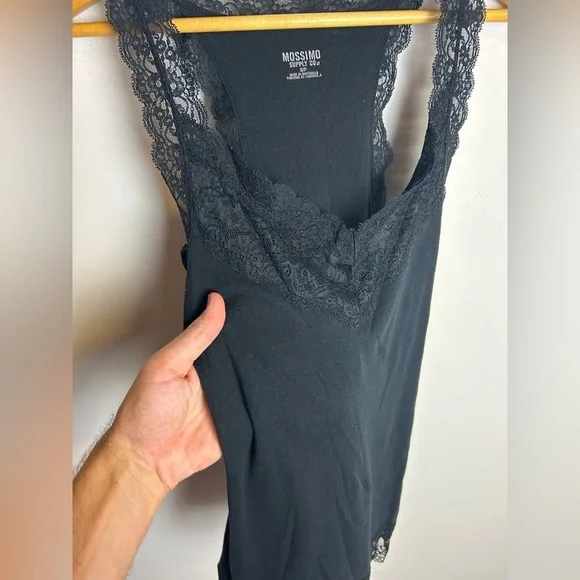 Mossimo Suply Y2K Babydoll Stretch Black Lace Trim Tank Top Size S - Picture 3 of 10
